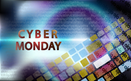Sale technology banner for cyber monday event. Vector art for your sale promotion. Keyboard for enter in a e-marketing. Press keyboard and everything will turn being as a vector illustration.のイラスト素材