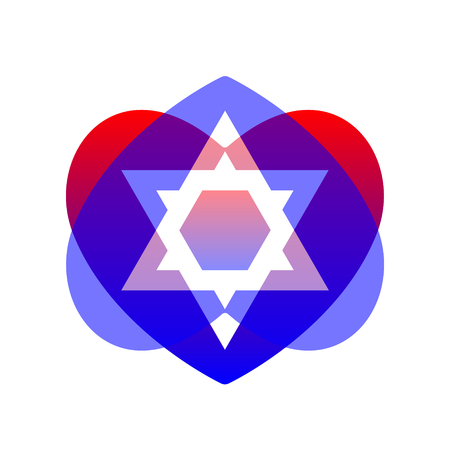 Sacred vector symbol star of david in heart. Shield of david. Magen illustration, icon.のイラスト素材