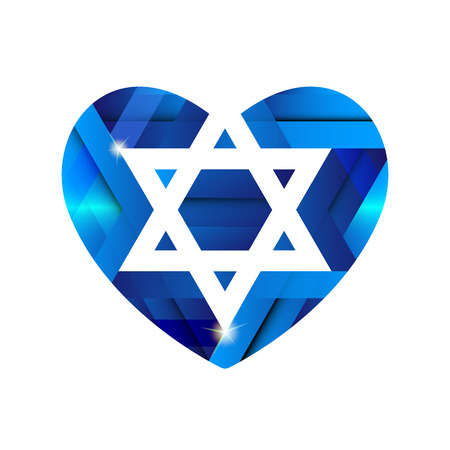 Sacred symbol vector star of david in heart. Shield of david. Magen illustration, icon.のイラスト素材