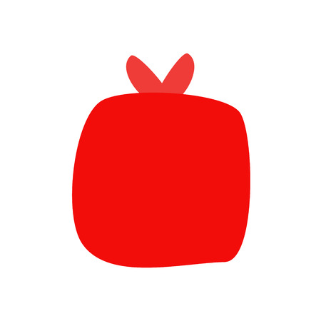 Delight backdrop backing in the form of a red gift icon, made in a deliberately childish, simplistic style. Vector flat illustration, present, surprise box.のイラスト素材