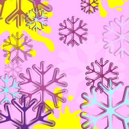 Abstract background with snowflake. Blue and pink snowflake background. Christmas vector background. Card or invitation decoration.のイラスト素材