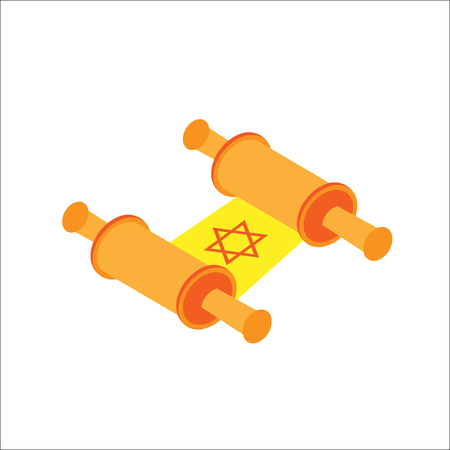 Isometric flat hanukkah Old jewish scroll, jewish holidays icon. Illustration of element for hanukkah in vector.のイラスト素材