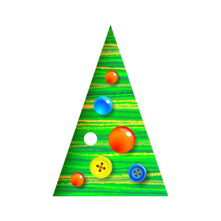 Decorated Christmas tree with sewing button, modern, interesting design. It can be used for printed materials, posters, business cards or for web. EPS 10のイラスト素材