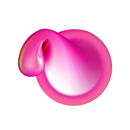 Pink condom without packaging lies realistic isolated on light background vector illustration. EPS 10のイラスト素材