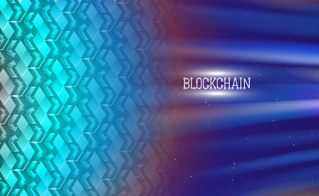 Blockchain technology, chain agreement business concept database cryptocurrency. Data network crypto mining blue background hyperlink. Turquoise vector illustration Infographics digital crypto blocks.のイラスト素材