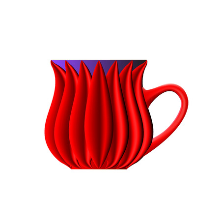 Teacup red vector abstract. Mock Up ceramic isolated on light background. Clip art Cup, Branding. Illustration for your design. EPS 10.のイラスト素材