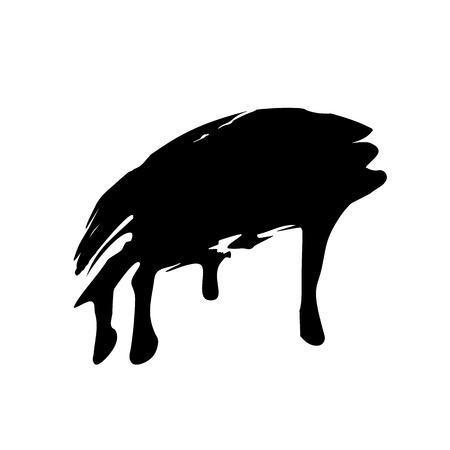 Flowing and Dripping paint or liquid brushstroke template. Black for use in any color and any design. Brush stroke isolated on light background. Art concept, ink splatter. Vector illustration Eps 10.のイラスト素材