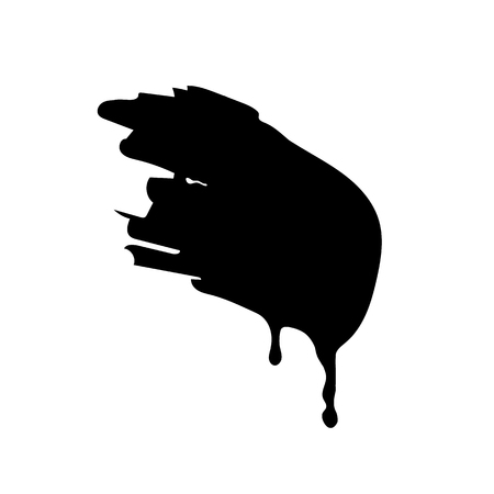 Flowing and Dripping paint or liquid brushstroke template. Black for use in any color and any design. Brush stroke isolated on light background. Art concept, ink splatter. Vector illustration Eps 10.のイラスト素材