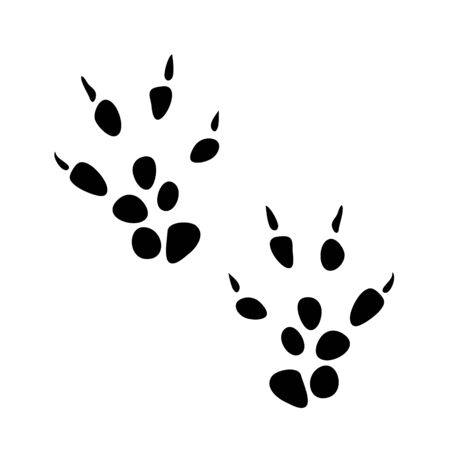 Mouse track icon. Small rat rodent prints. Vector, toy contour such as animal paw. Illustrationのイラスト素材