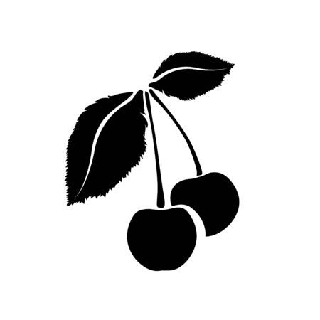 Two Cherry icon isolated. Vector art leaves and fruits. For designのイラスト素材
