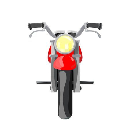 Flat cartoon motorcycle, red bike, isolated on white background. Vector illustrationのイラスト素材