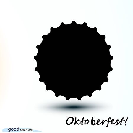 Black Oktoberfest template icon cap Beer bottle. Vector simple monochrome illustration isolated on white background.のイラスト素材