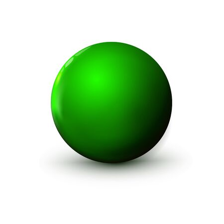 Sphere, green ball. Mock up of clean round the realistic object, orb icon. Design decoration round shape, geometric simple, figure circle form. Isolated on white background, vector illustration.のイラスト素材