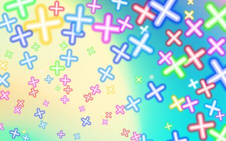 Childish Mottled multicolored plusses, background colorful. Design educational toys. Business growth sales shop childrens. Plus, multicolor abstract. Mathematical symbols. Vector illustration. EPS10.の写真素材