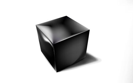 Mockup of blank glossy black cube or box 3d. Icon abstract symbol. Template vector illustration for design and branding. Eps 10.のイラスト素材