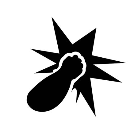 Hand strike icon. Fist punching or hitting. Comic pop art, symbol. Vector illustrationのイラスト素材