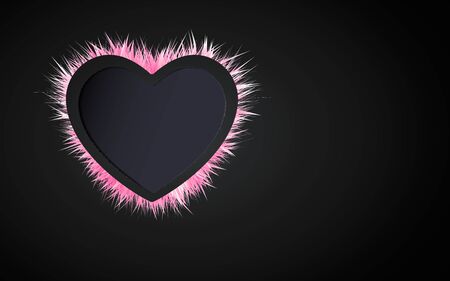 Dark openwork fluffy frame on a black background. Design for scrap booking postcards. Vector illustrationのイラスト素材