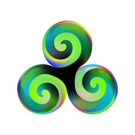 Triskele Green icon. Triskelion symbol isolated on white background. Vector illustrationのイラスト素材