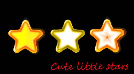 Star icons set. Cute gold collection design for ui, app, interface, game development