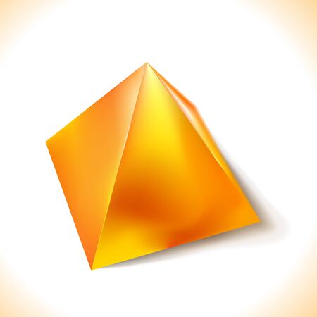 Mockup of blank glossy golden or yellow pyramid, polyhedron 3d.のイラスト素材