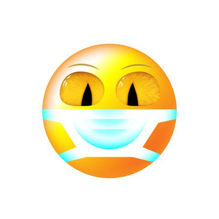 Antivirus smiley or emoji with a medical mask protecting him from coronavirus. Healthcare concept icon. Vector illustration Eps 10.のイラスト素材