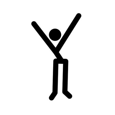 Stick man, dynamic position icon. Figures, standing posture symbol, sign. Pictogram isolated on white background. Abstract person posing for presentation. Vector illustration Eps 10.のイラスト素材