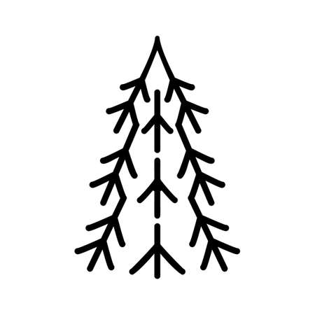 Black symbol of fir-tree for Christmas design, new Year. Sample silhouette flat icon, simple design. Christmas tree bazaar and fair, vector illustration.のイラスト素材