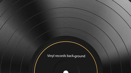 Vinyl record texture background. Realistic black blank backdrop. Dark label. Highly detailed. Vector illustration Eps 10.のイラスト素材