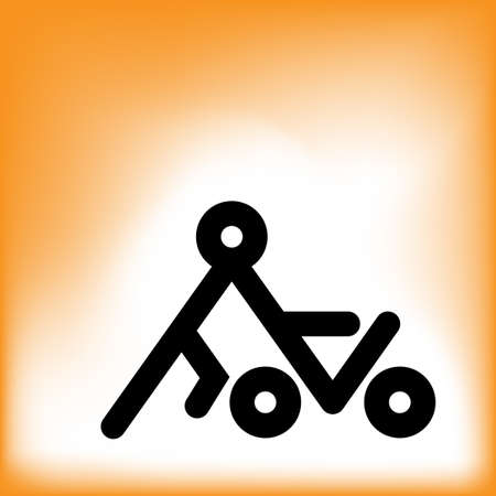 Stick man, human and shopping basket, supermarket cart, black icon. Pictogram isolated on white background. Abstract person posing for presentation. Vector illustrationのイラスト素材