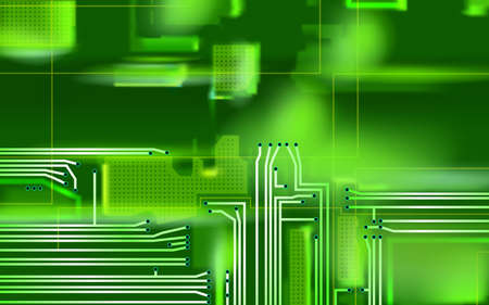 Hi-tech green background. Abstract composition electronic. Industrial printed circuit board variant concept. Vector technical art illustrations. Eps 10.のイラスト素材