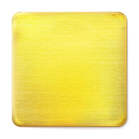 Realistic square light gold polished plate, texture golden object isolated on white background. Style for graphic and web design, label, template. cover, jewelry. Vector illustration Eps10.のイラスト素材