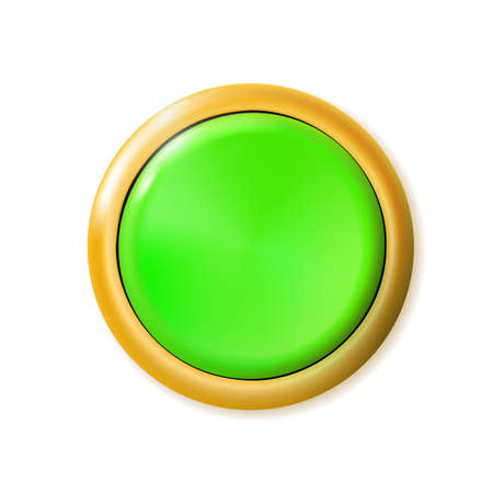 Realistic matte green button isolated. metal circle Ui component. vector illustration for your...