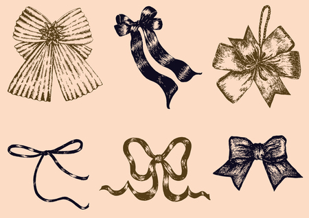 Hand drawn vector of Bows and Ribbons.のイラスト素材
