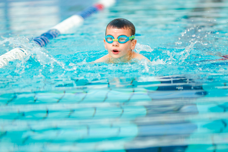 Boy swimming Freestyleの写真素材