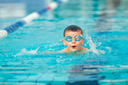 Boy swimming Freestyleの写真素材