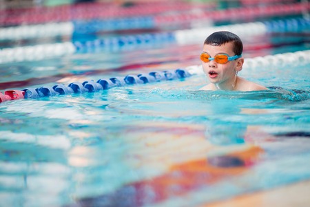 Boy swimming Freestyleの写真素材