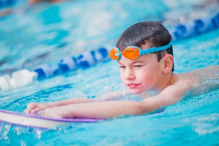 Boy swimming Freestyleの写真素材