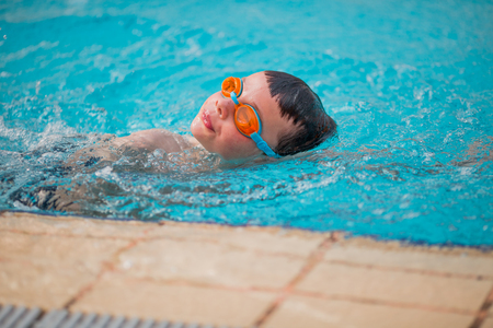 Boy swimming Freestyleの写真素材