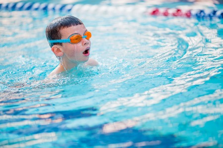Boy swimming Freestyleの写真素材