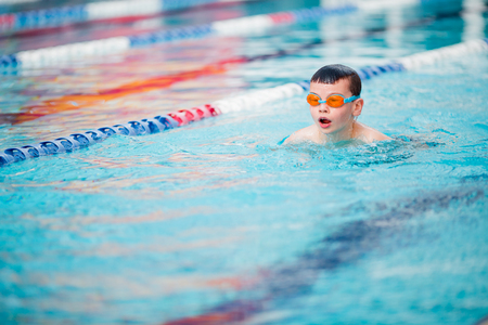 Boy swimming Freestyleの写真素材