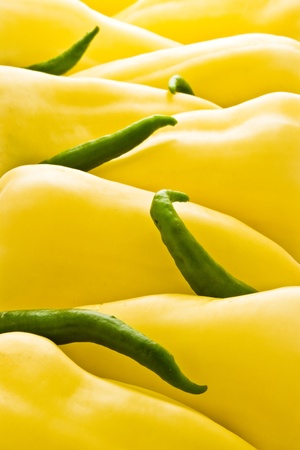 yellow and green peppers for food backgroundの写真素材