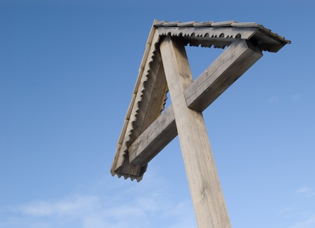 old wood cross and skyの写真素材