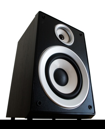 two way black audio speaker isolated on white backgroundの写真素材