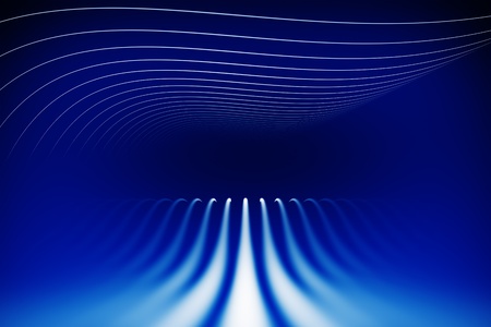 white lines on abstract blue computer generated 3d backgroundの写真素材