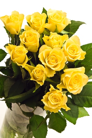 close-up of bouquet of yellow rosesの写真素材