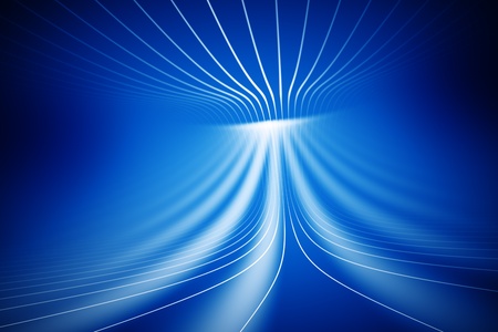 white lines on abstract blue computer generated 3d backgroundの写真素材