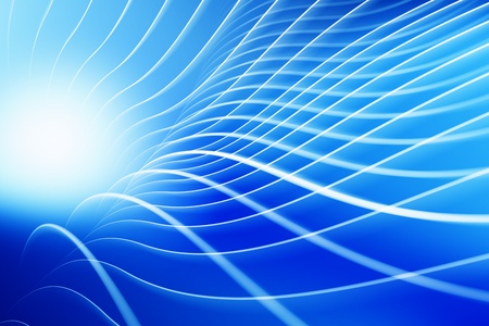 curved white lines design on blue backgroundの写真素材
