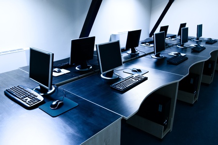 computers in corporate officeの写真素材