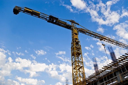 crane on construction siteの写真素材