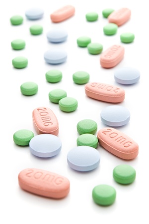 pills on white with shallow depth of fieldの写真素材